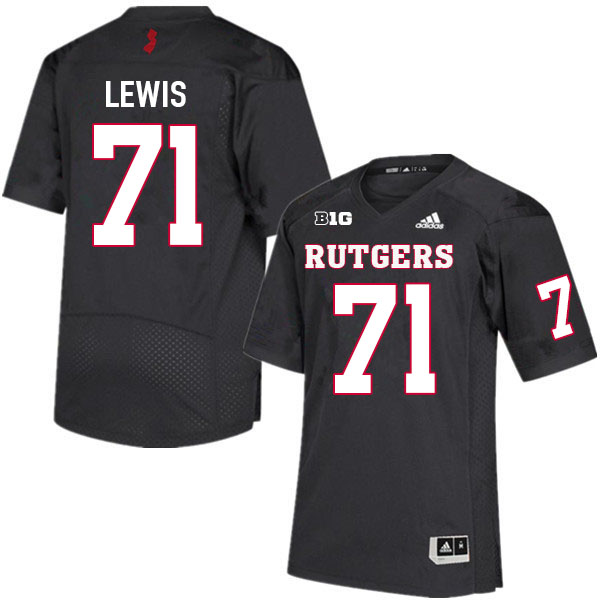 Men #71 Aaron Lewis Rutgers Scarlet Knights College Football Jerseys Sale-Black
